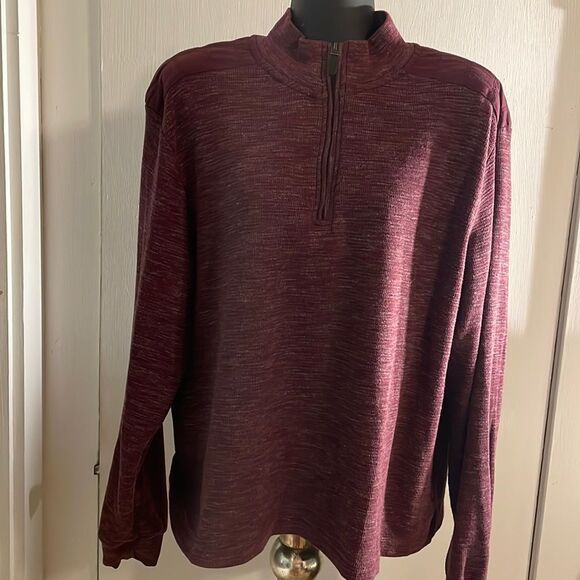 XL Ike Behar Chile Garnet over-dye long sleeve 1/4 zip pullover sweater - Picture 1 of 13